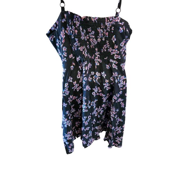 Torrid sz 2 (2X) tank tunic dress summer floral coquette stretch comfort black - Picture 2 of 8